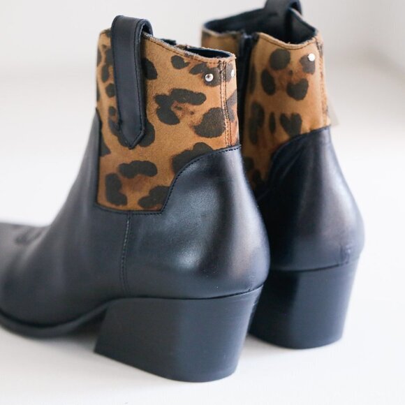 Cartel Western Style Black Leather  Booties - Picture 6 of 10